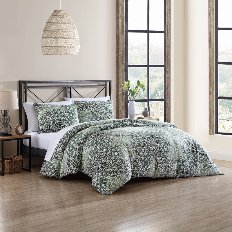 Stone Cottage - Queen Comforter Set, Reversible Cotton Bedding with Matching Shams, Ideal Bedding Set (Abingdon Dark Green, Queen) - Image 2